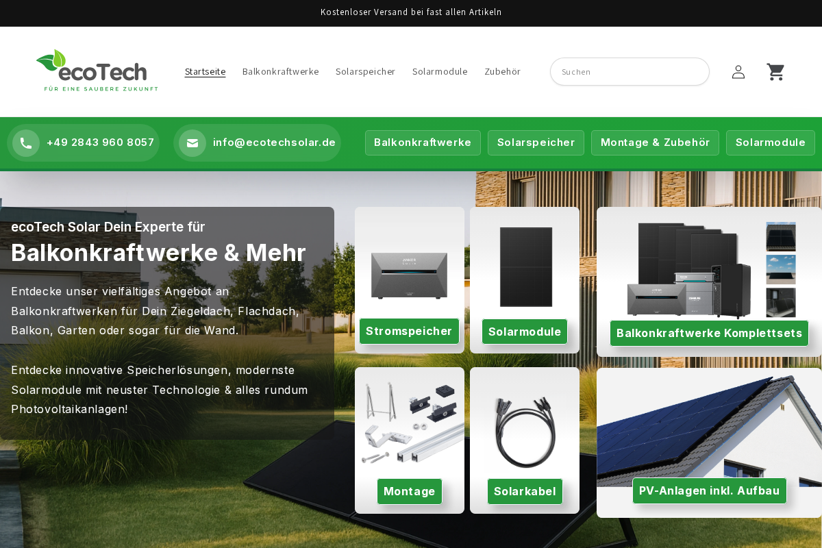 Ecotechsolar homepage screenshot