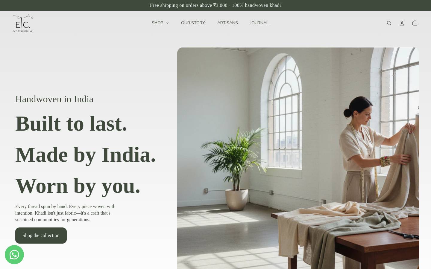ecothreadscompany.in homepage screenshot