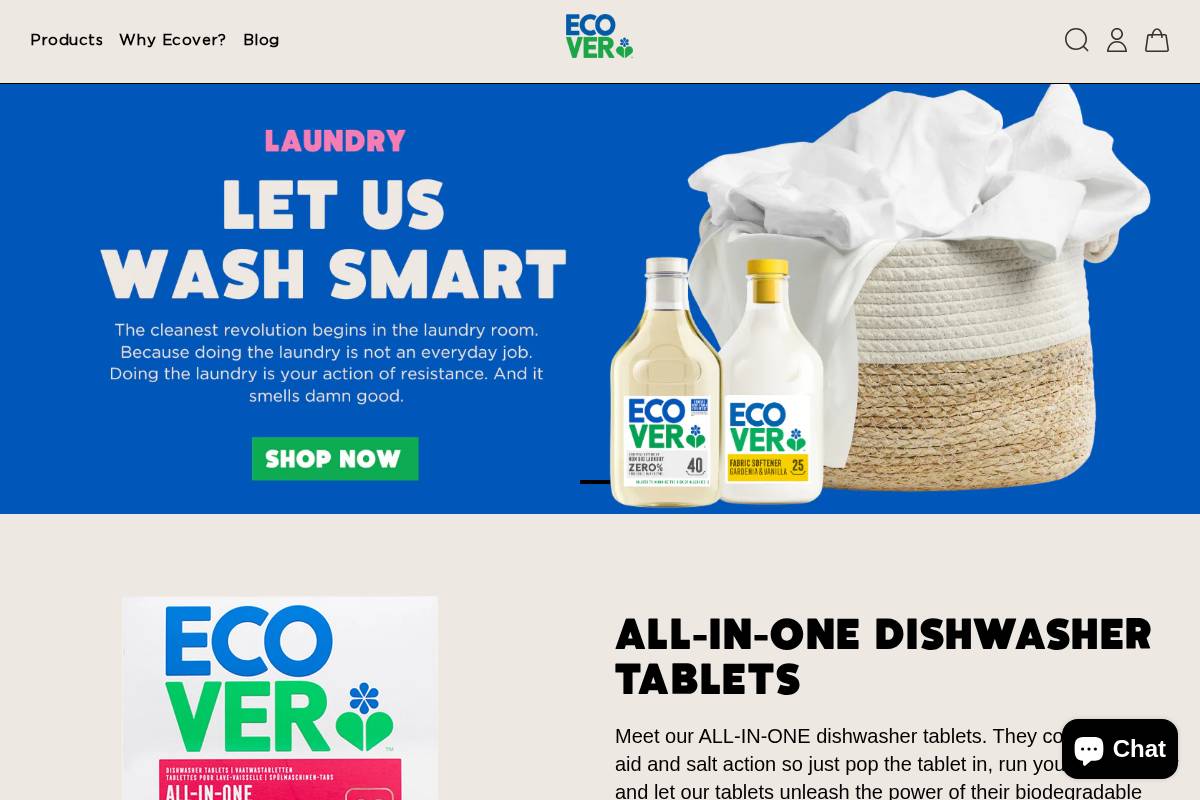 Ecover homepage screenshot