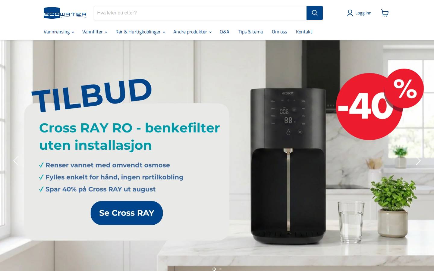 EcoWater Systems homepage screenshot