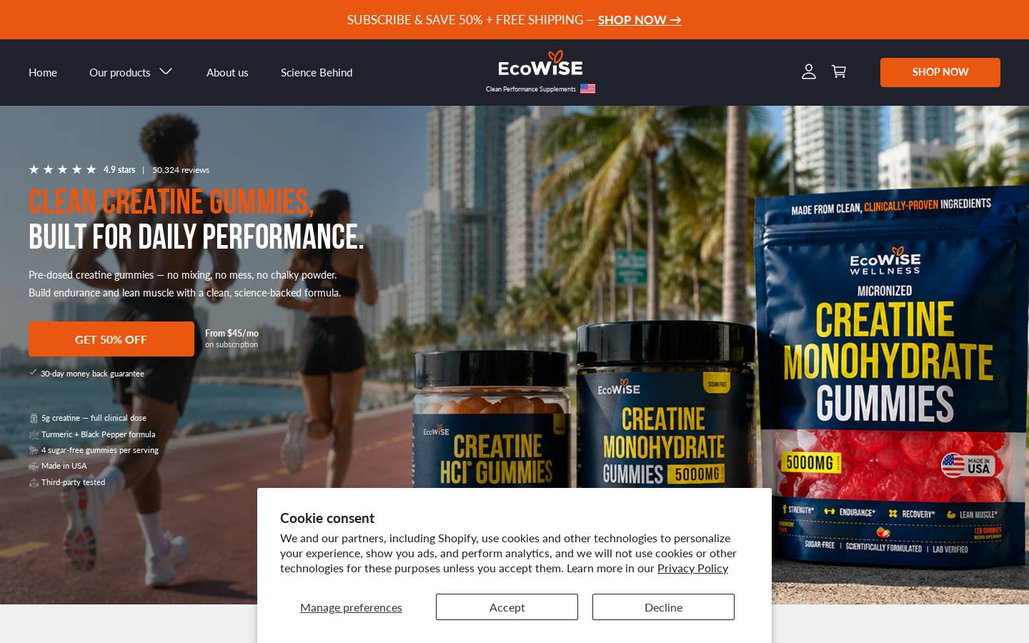 Ecowise Vitamins homepage screenshot