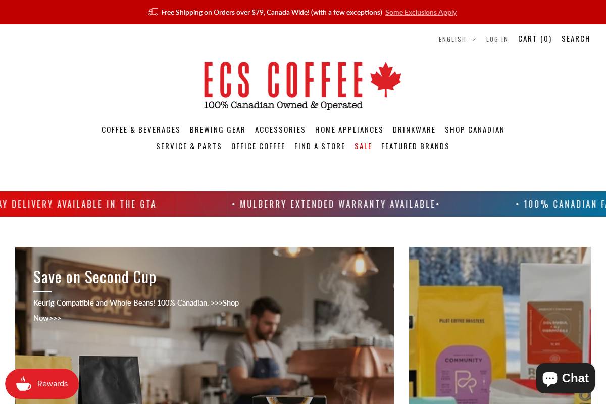 Ecscoffee homepage screenshot