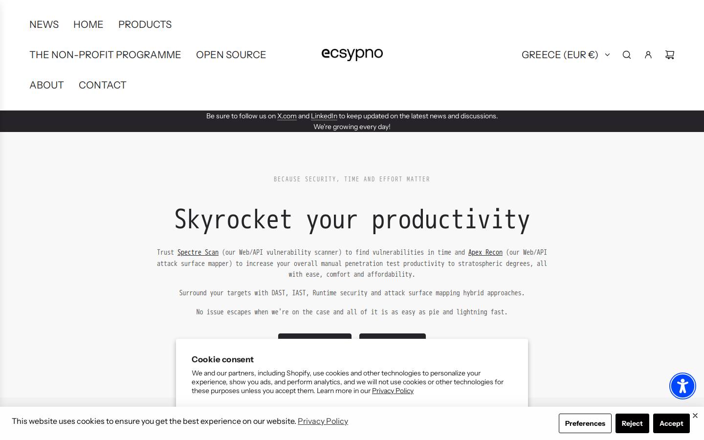 ecsypno.com homepage screenshot