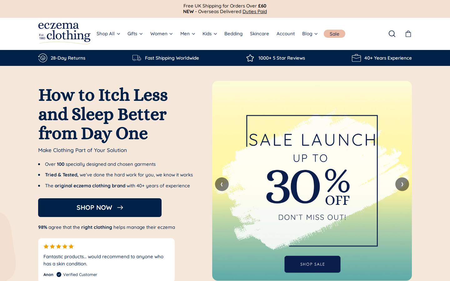 Cotton Comfort homepage screenshot