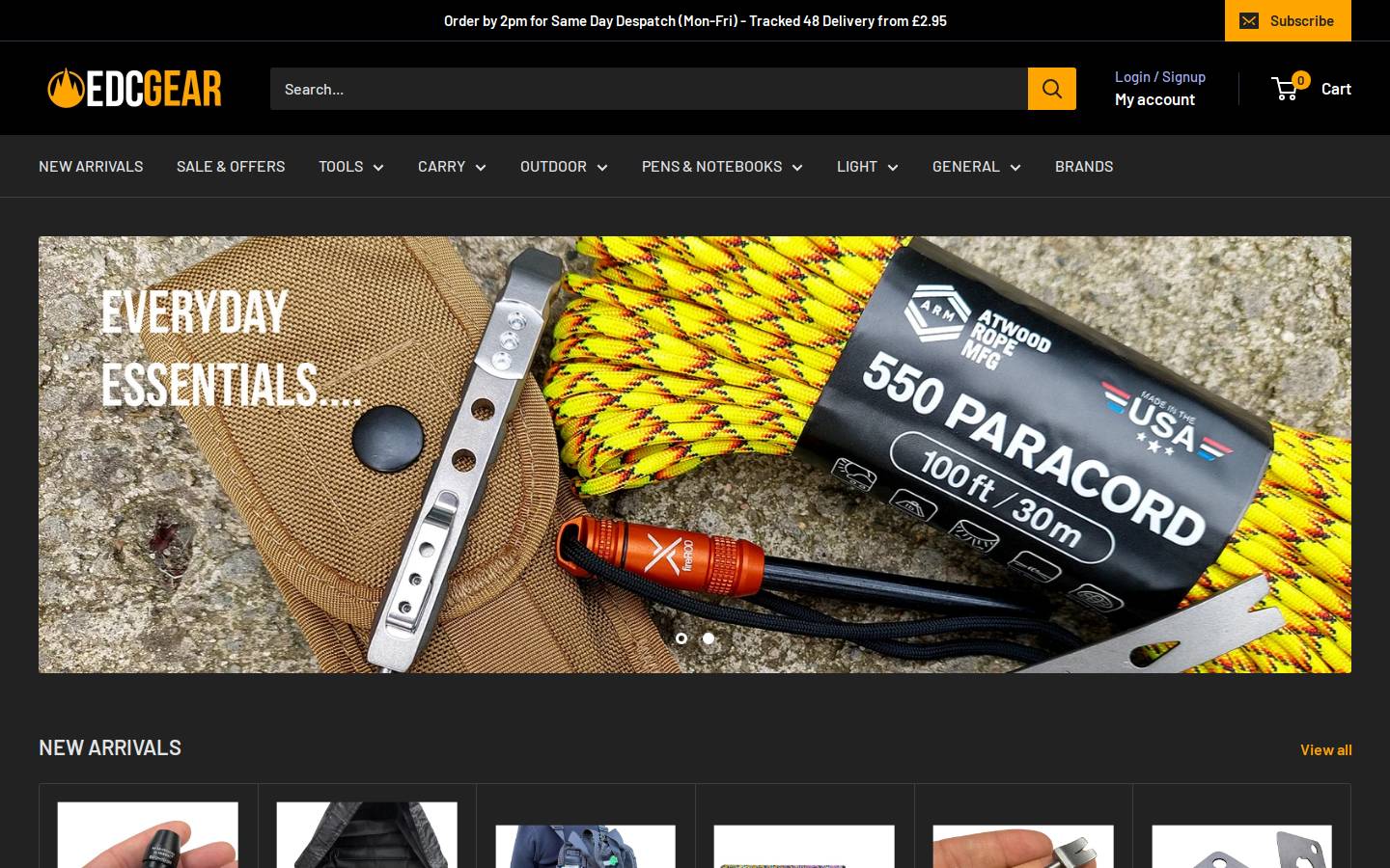 EDCgear homepage screenshot