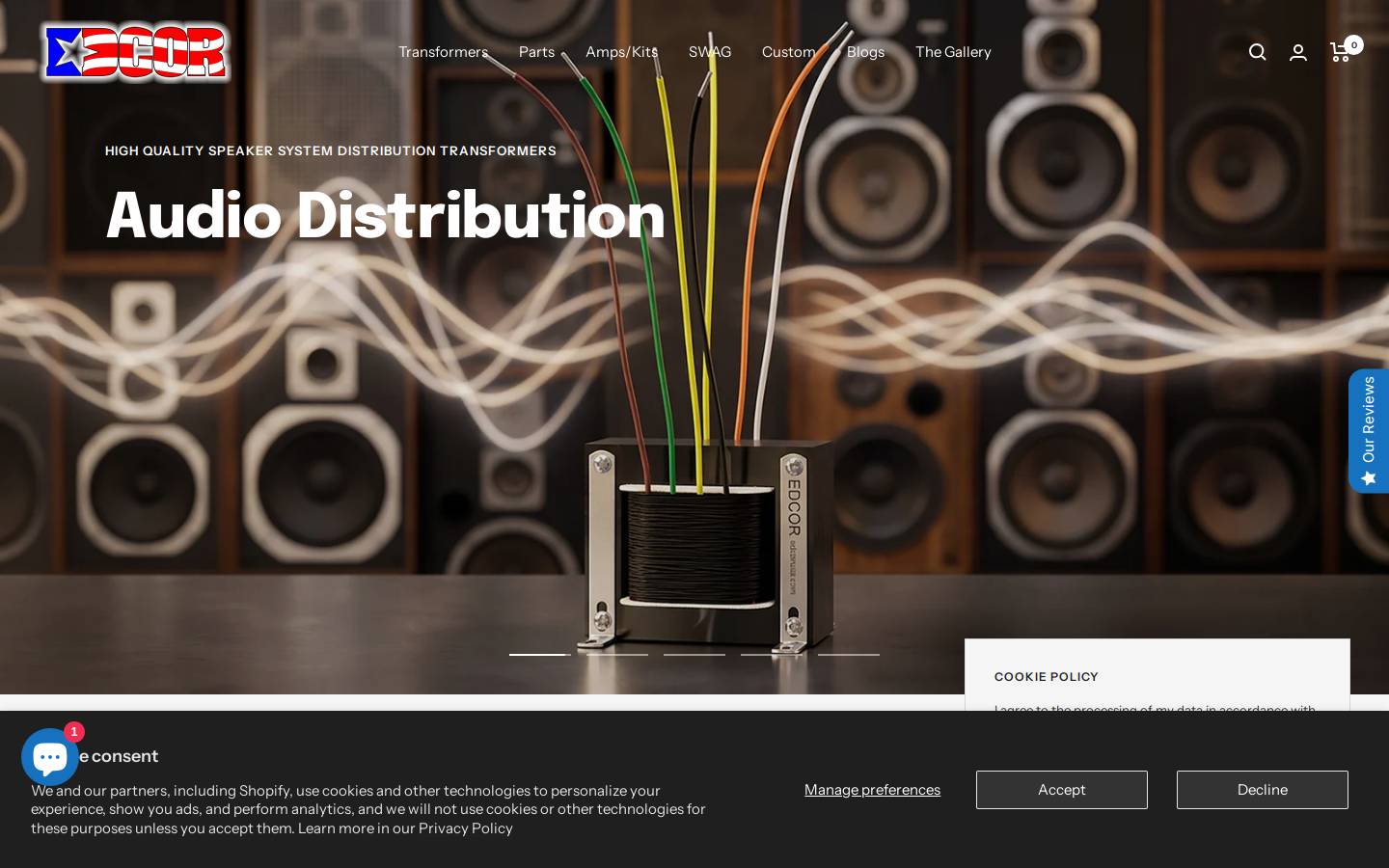 EDCOR Electronics homepage screenshot