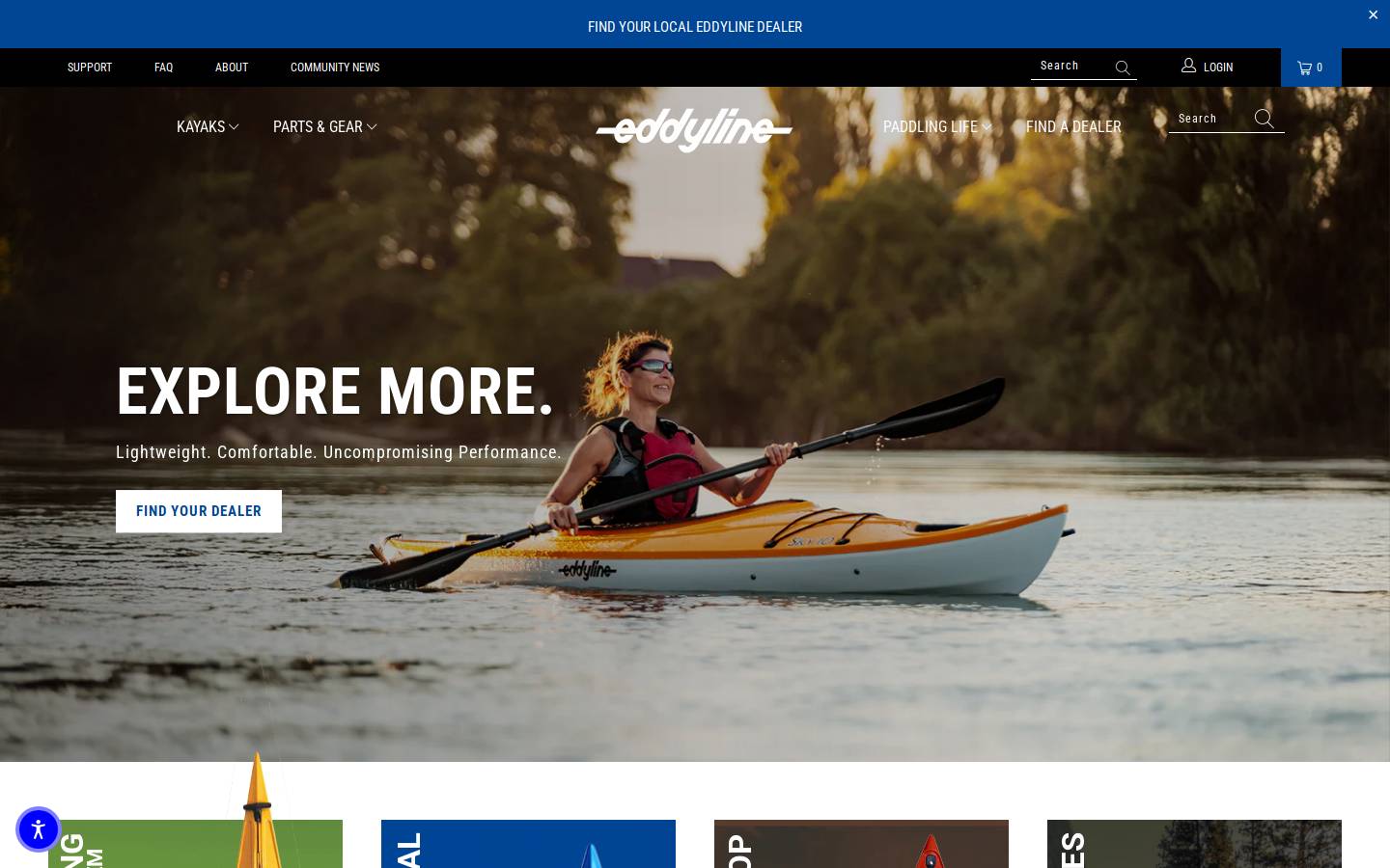 Eddyline Kayaks homepage screenshot