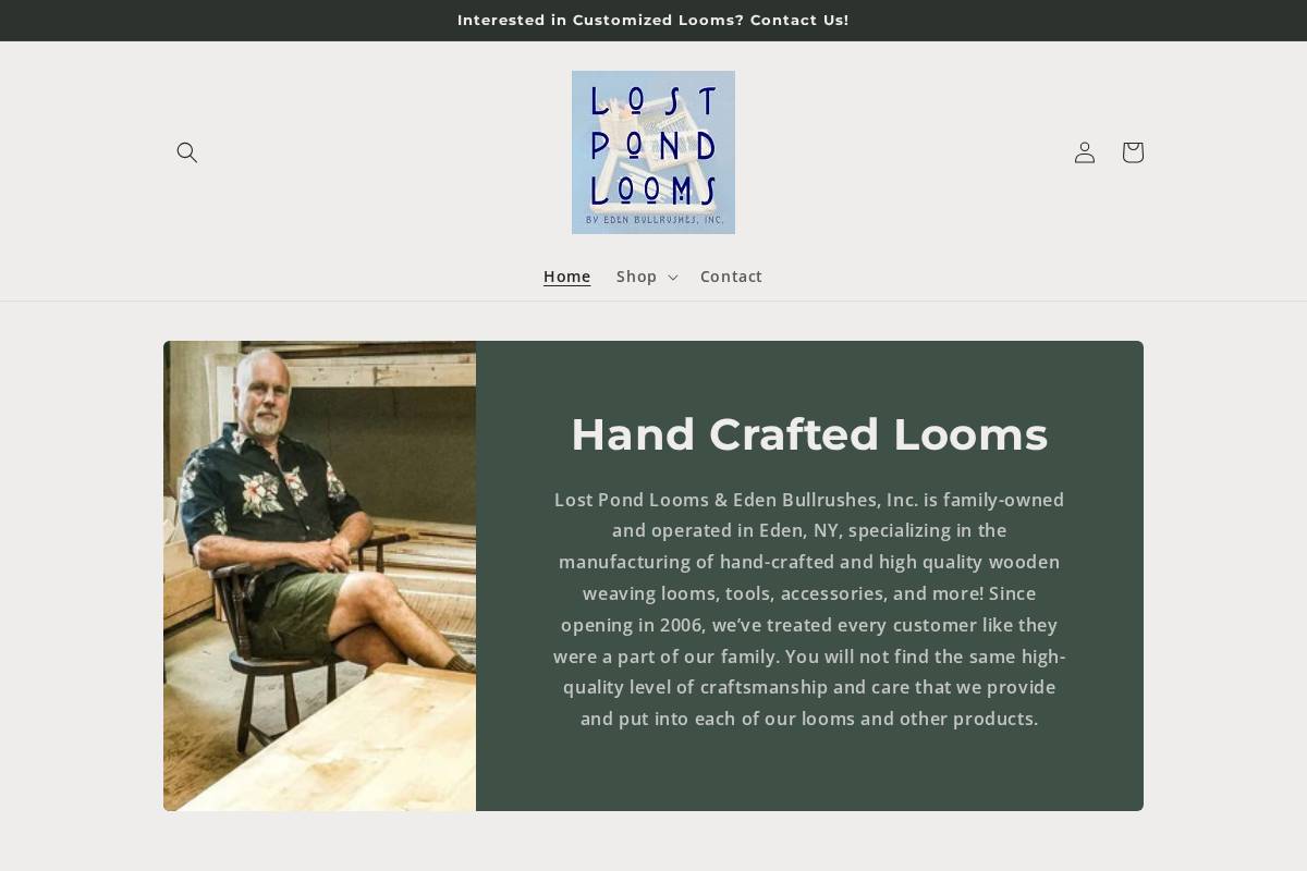 Lost Pond Looms homepage screenshot