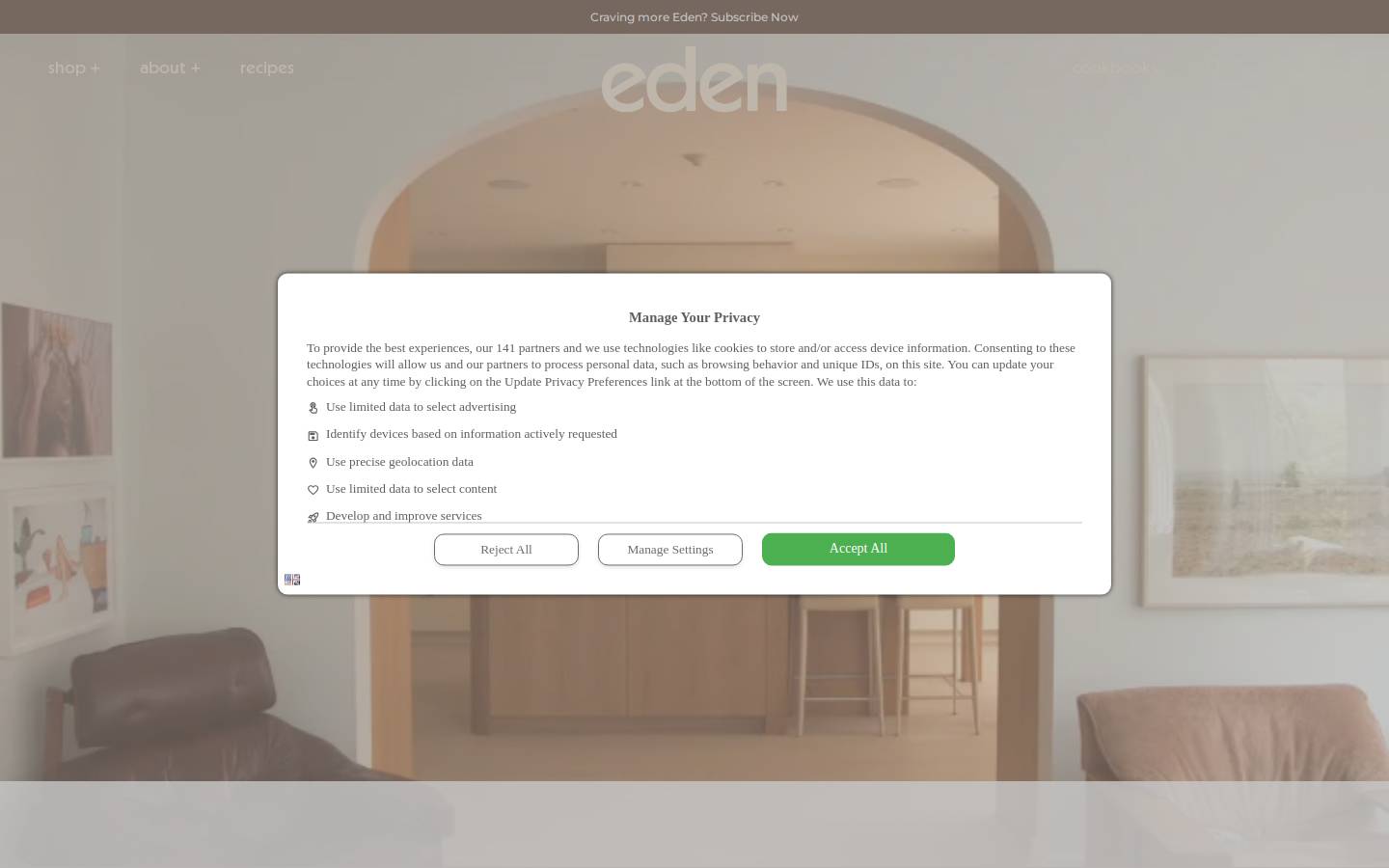 edeneats.com homepage screenshot