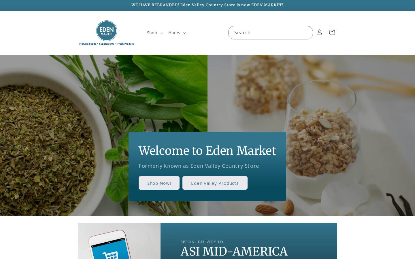 edenvalleycountrystore.org homepage screenshot