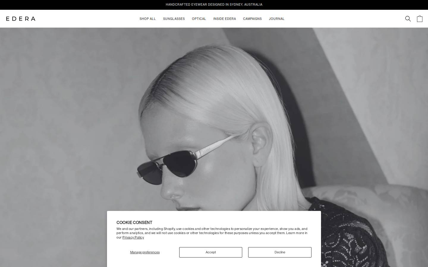 ederaeyewear.com homepage screenshot