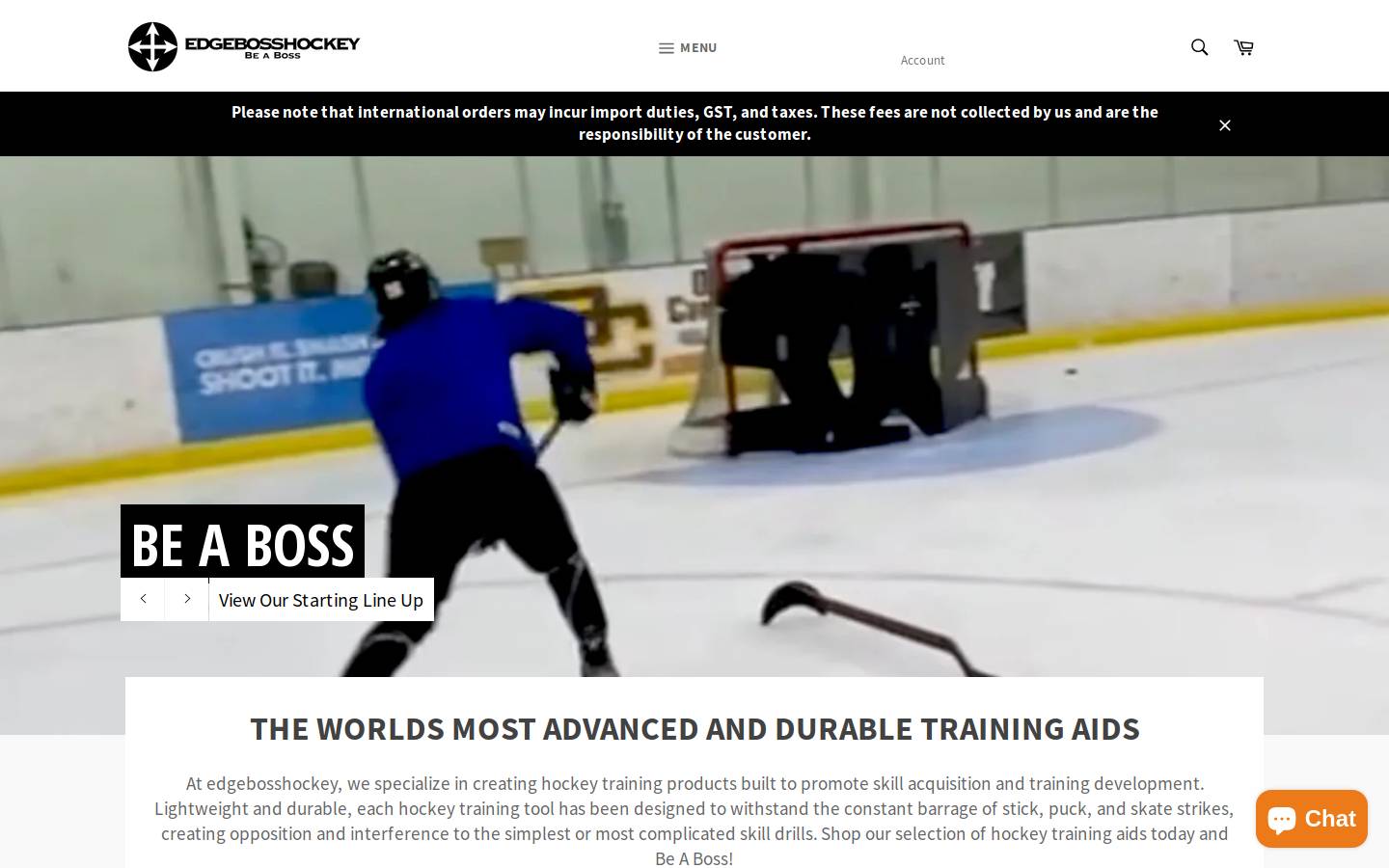 edgebosshockey.com homepage screenshot