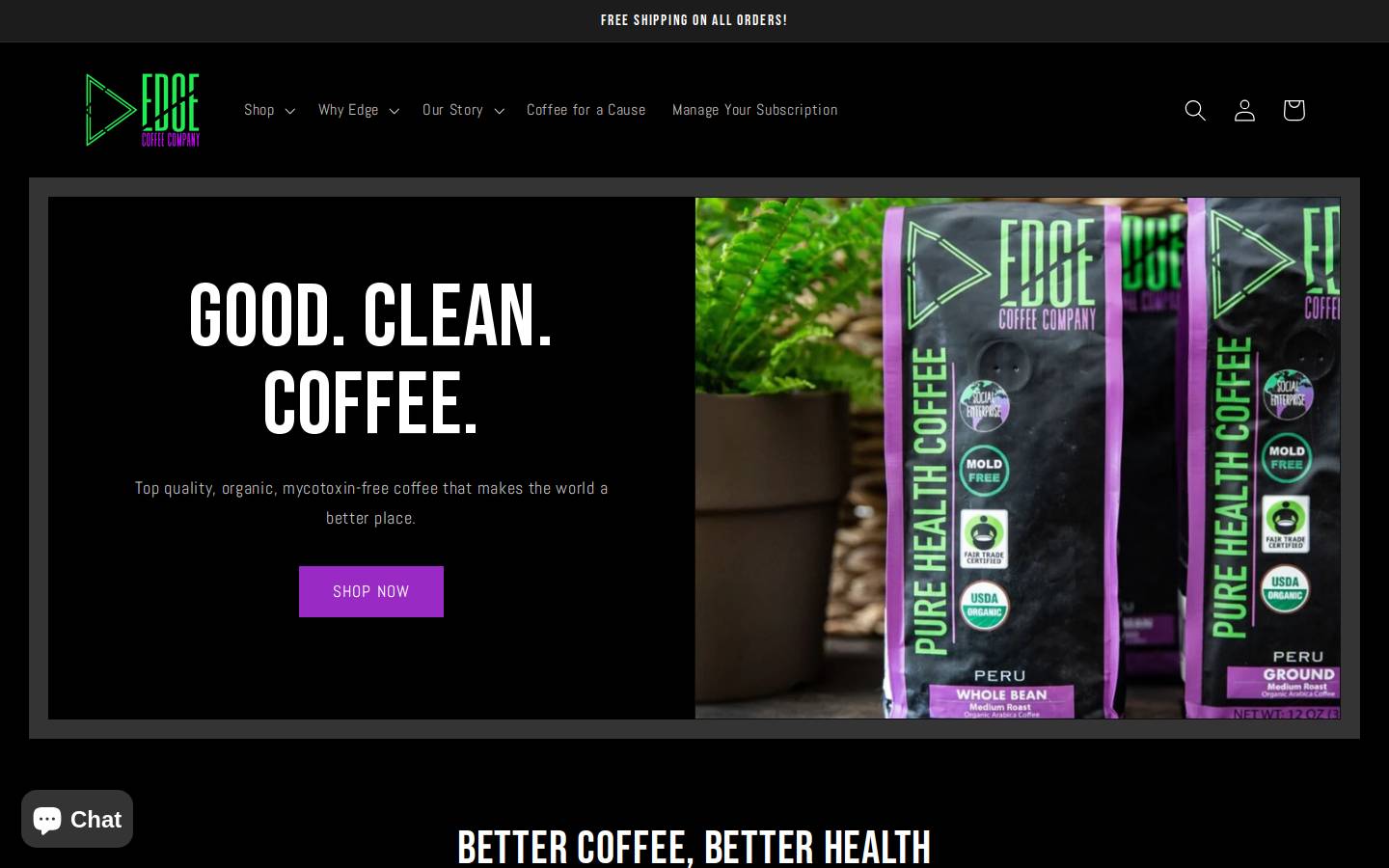 edgecoffeecompany.com homepage screenshot