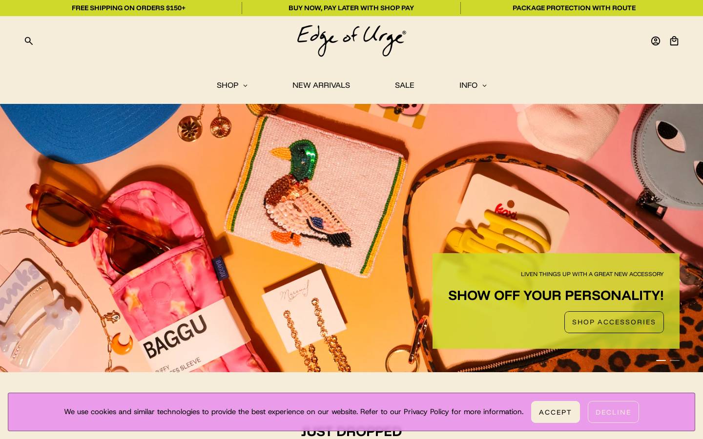 welcome to edge of urge boutique! homepage screenshot