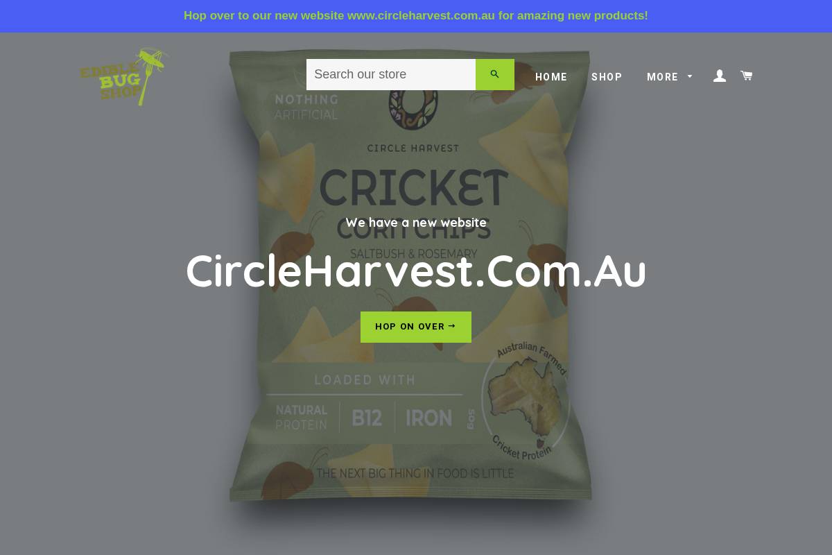 ediblebugshop.com.au homepage screenshot