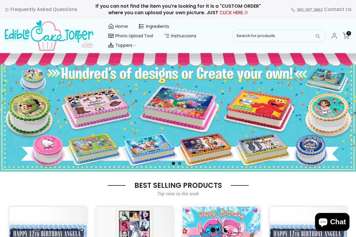 Ediblecaketopper homepage screenshot