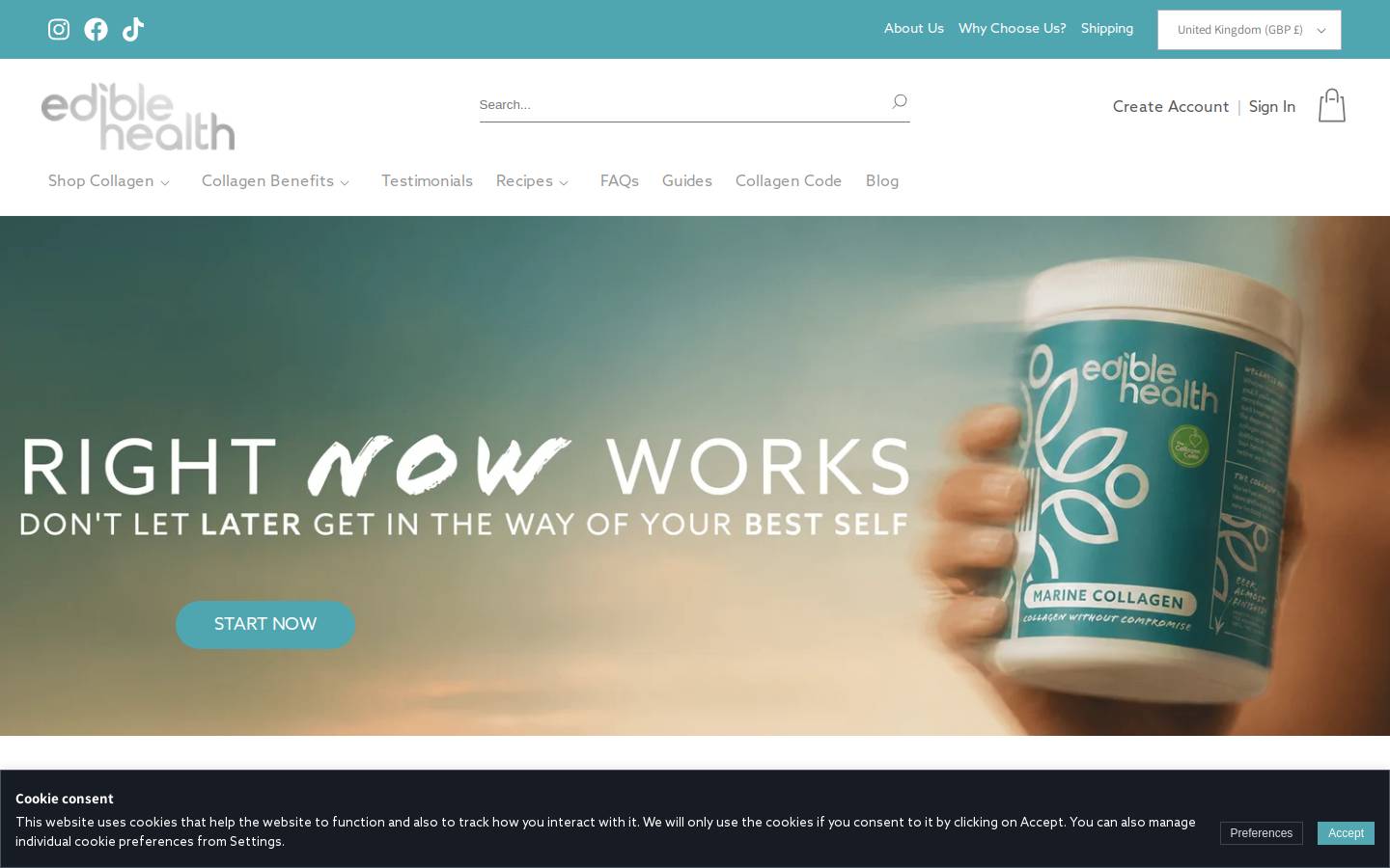 Edible Health homepage screenshot