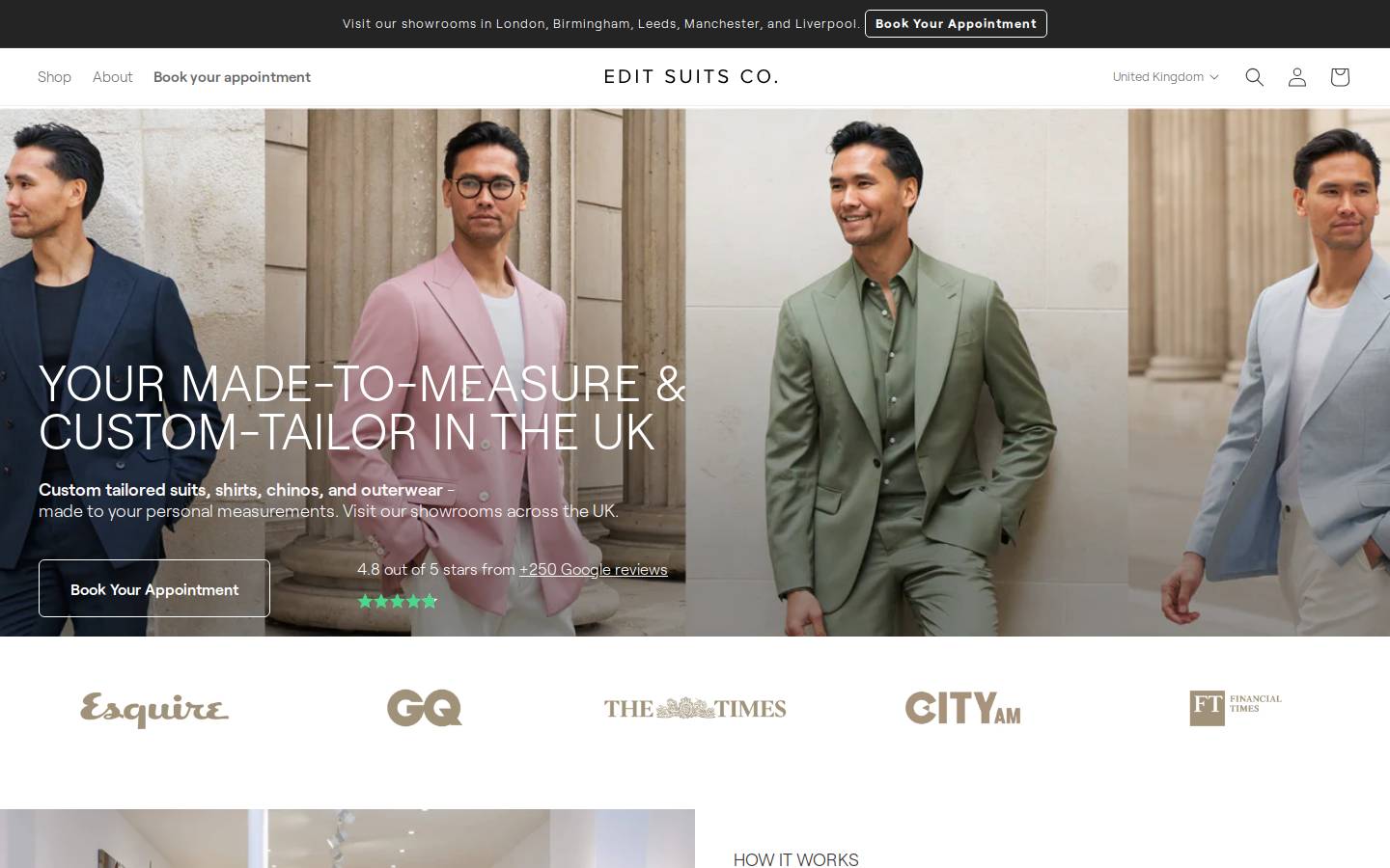 Edit Suits homepage screenshot