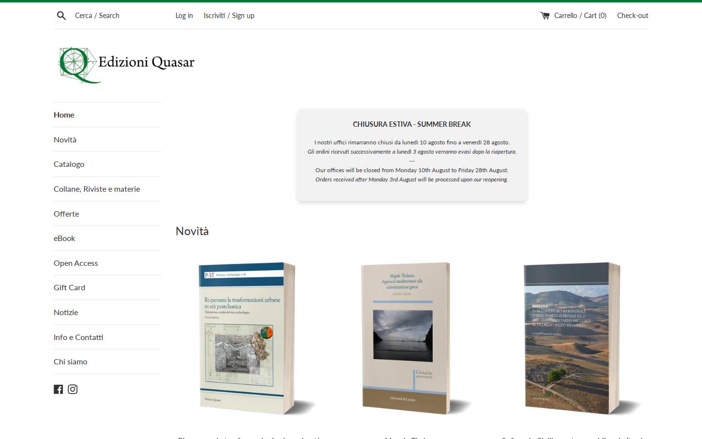 edizioniquasar.it homepage screenshot