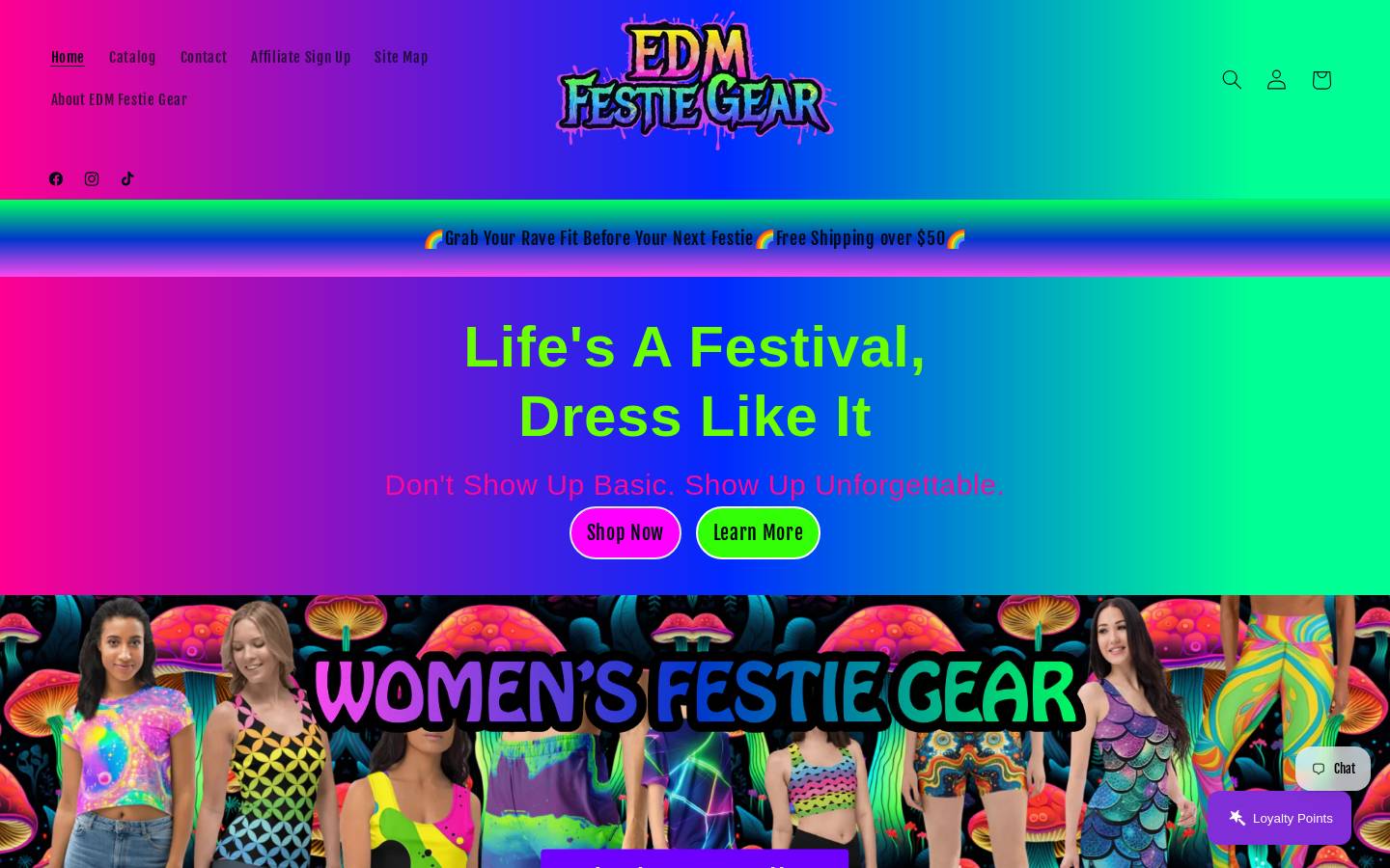 edmfestiegear.com homepage screenshot