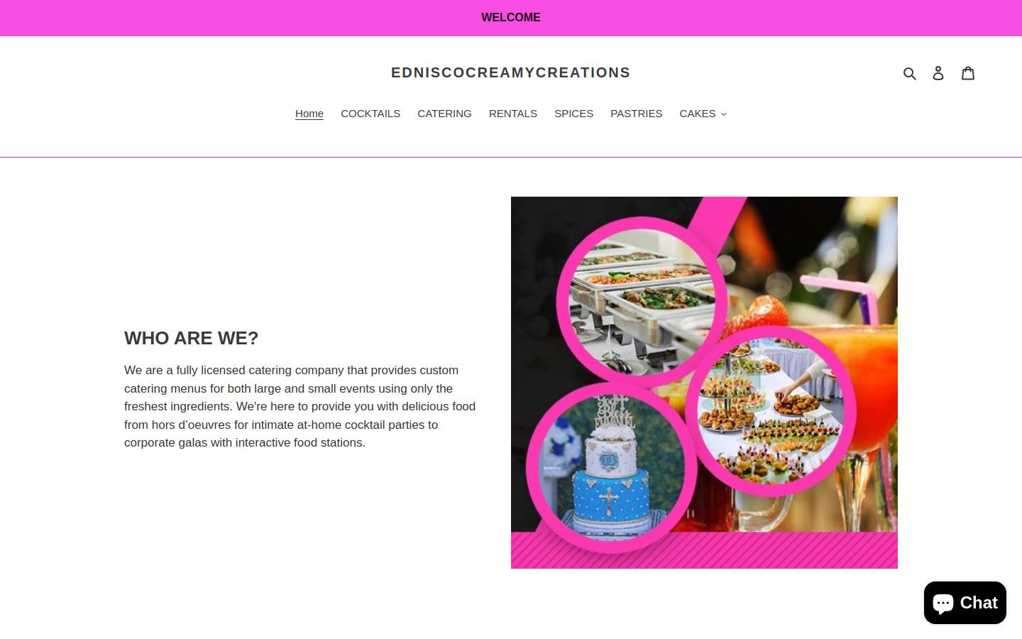 edniscocreamycreations.com homepage screenshot