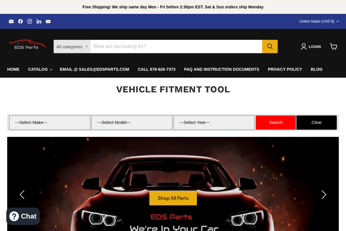 EDS Parts homepage screenshot