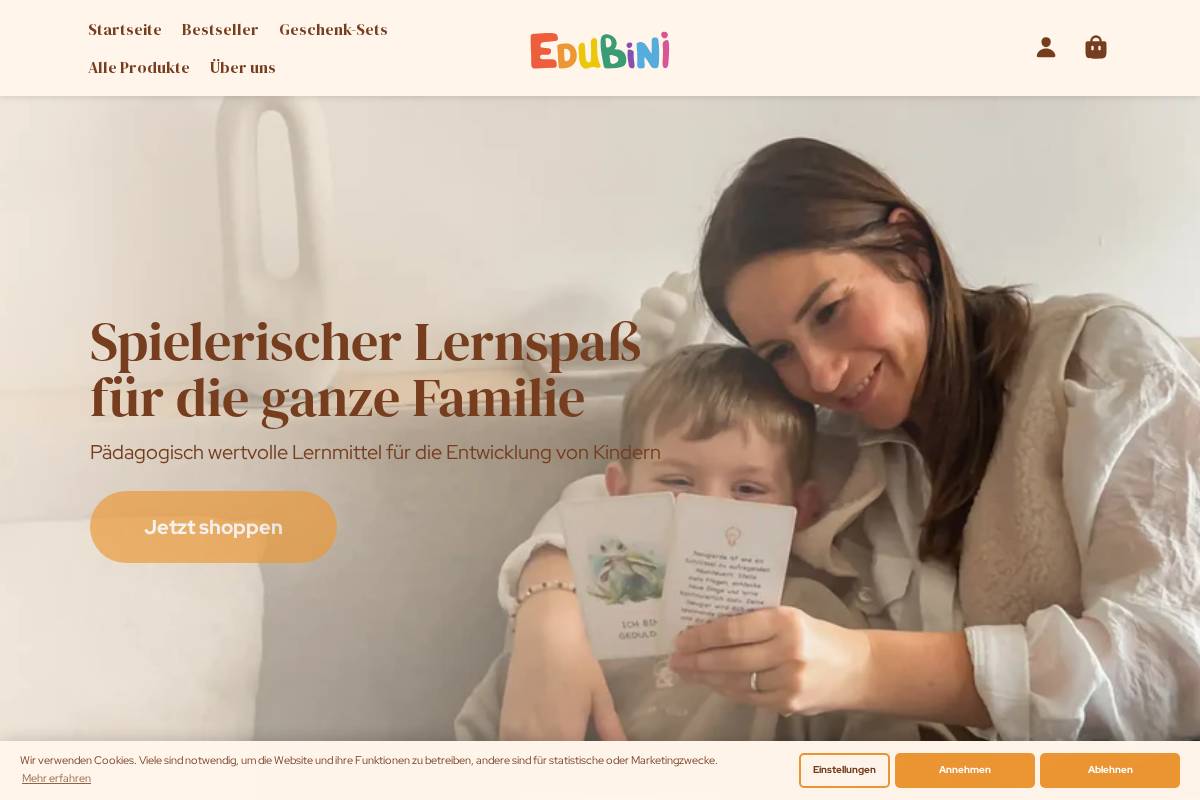 Edubini homepage screenshot