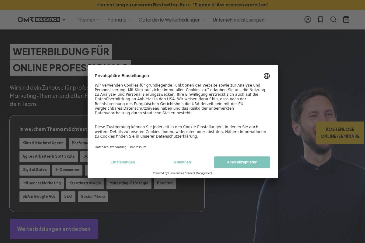 OMR Education homepage screenshot