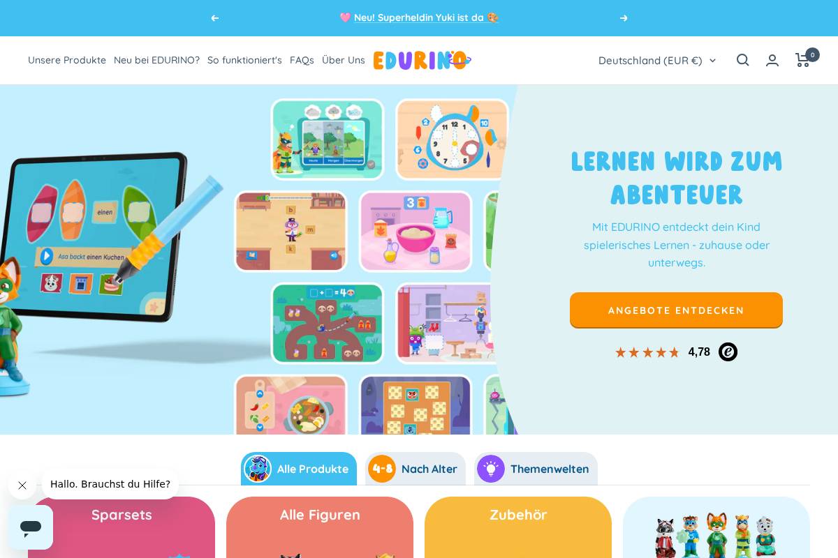 Edurino homepage screenshot