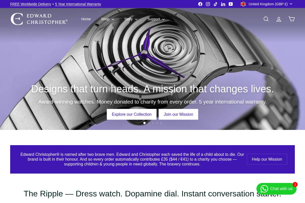 Edward Christopher Watches homepage screenshot