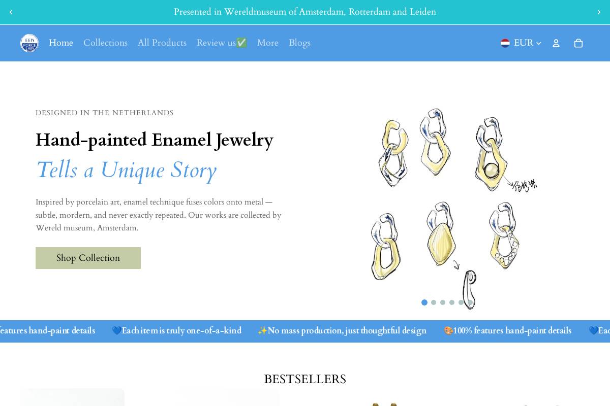 Eenporcelain homepage screenshot