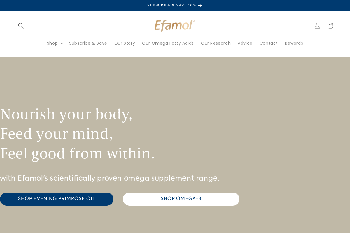 Efamol homepage screenshot