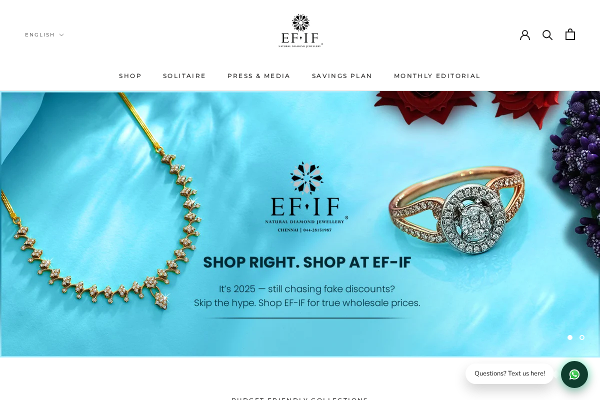 EF-IF Diamond Jewellery homepage screenshot