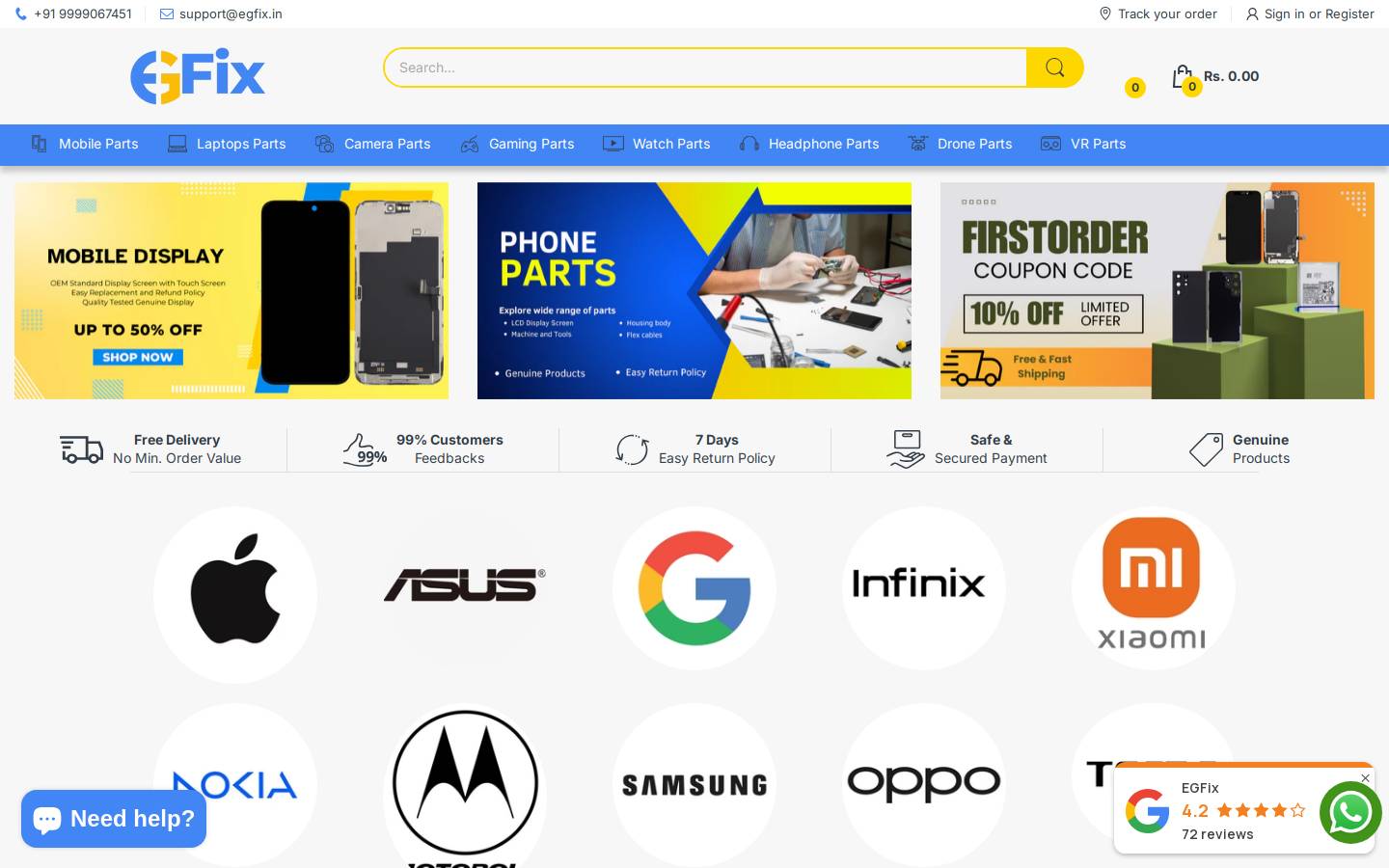 Egfix homepage screenshot
