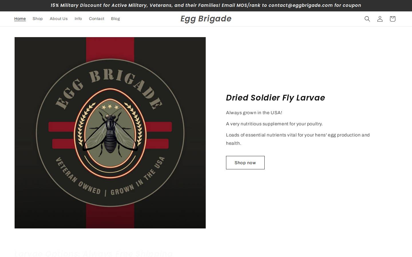 Eggbrigade homepage screenshot