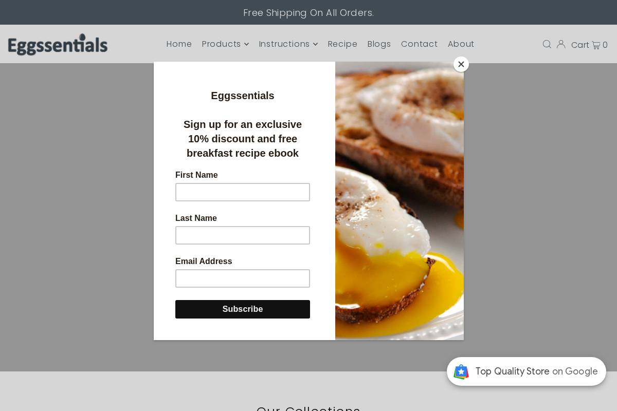 Eggssentials homepage screenshot