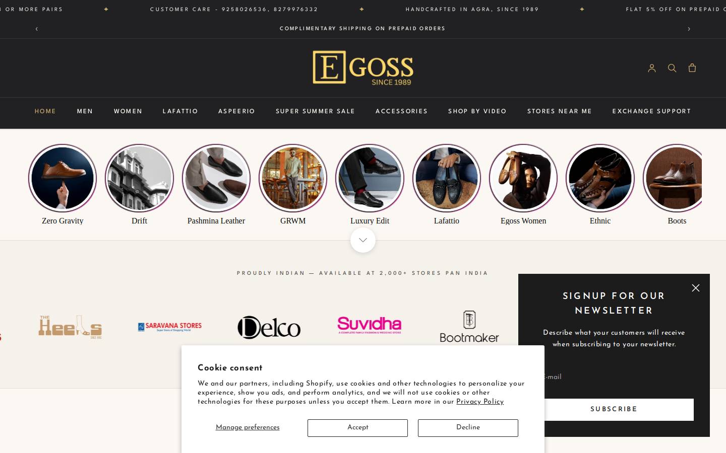 egoss.in homepage screenshot