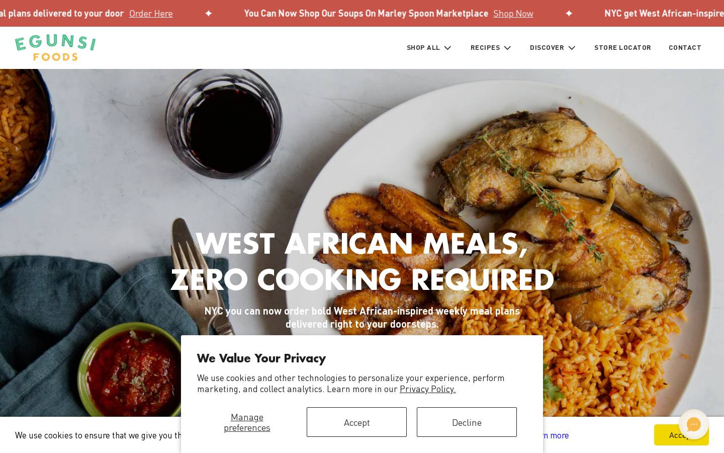 Egunsifoods homepage screenshot