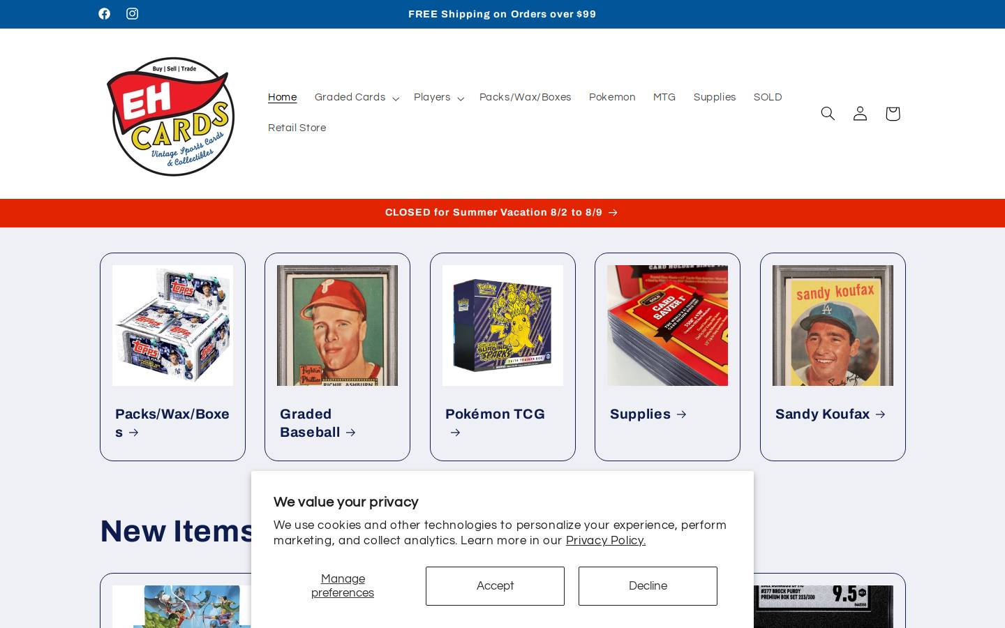 ehcards.com homepage screenshot