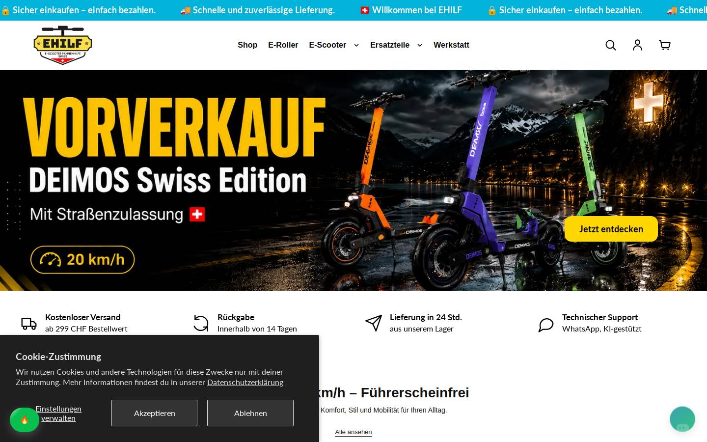 ehilf.ch homepage screenshot