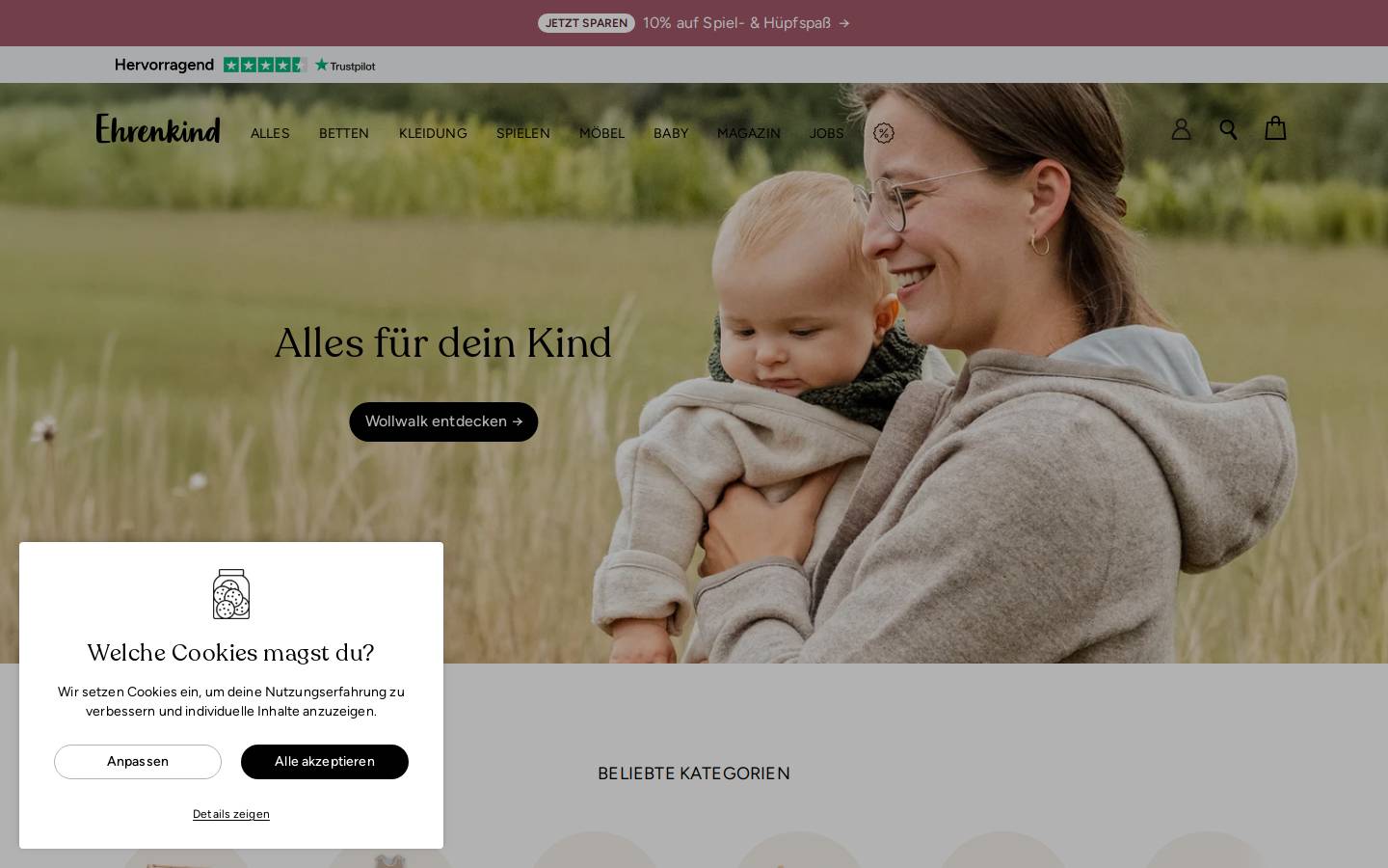 Ehrenkind homepage screenshot
