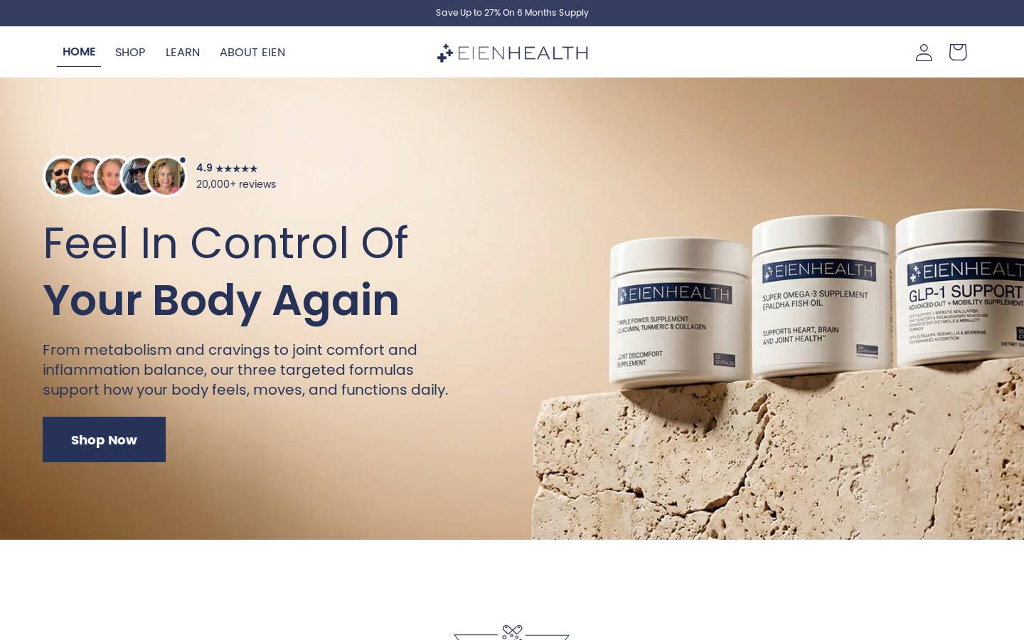 Eien Health homepage screenshot