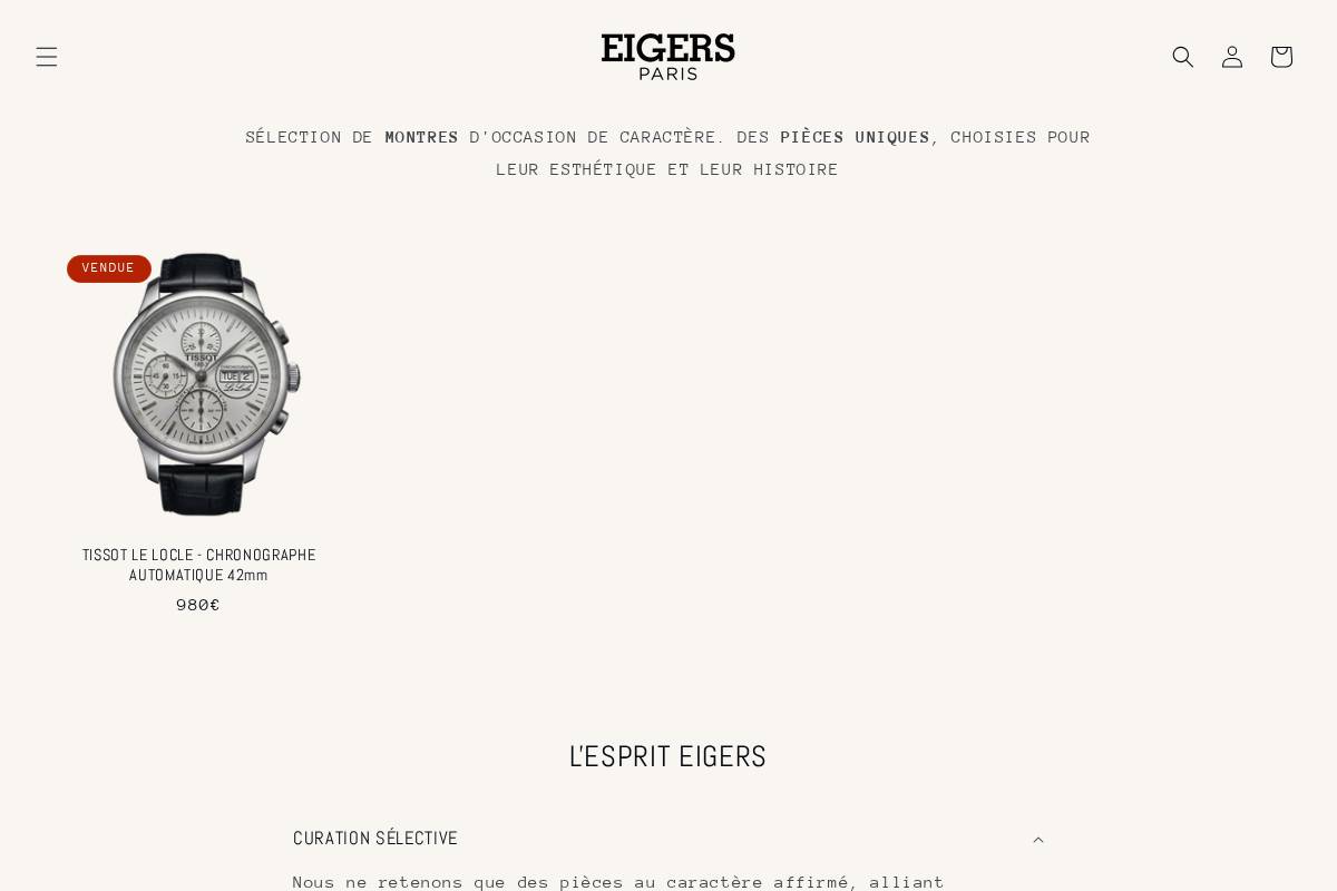 eigers-paris.com homepage screenshot