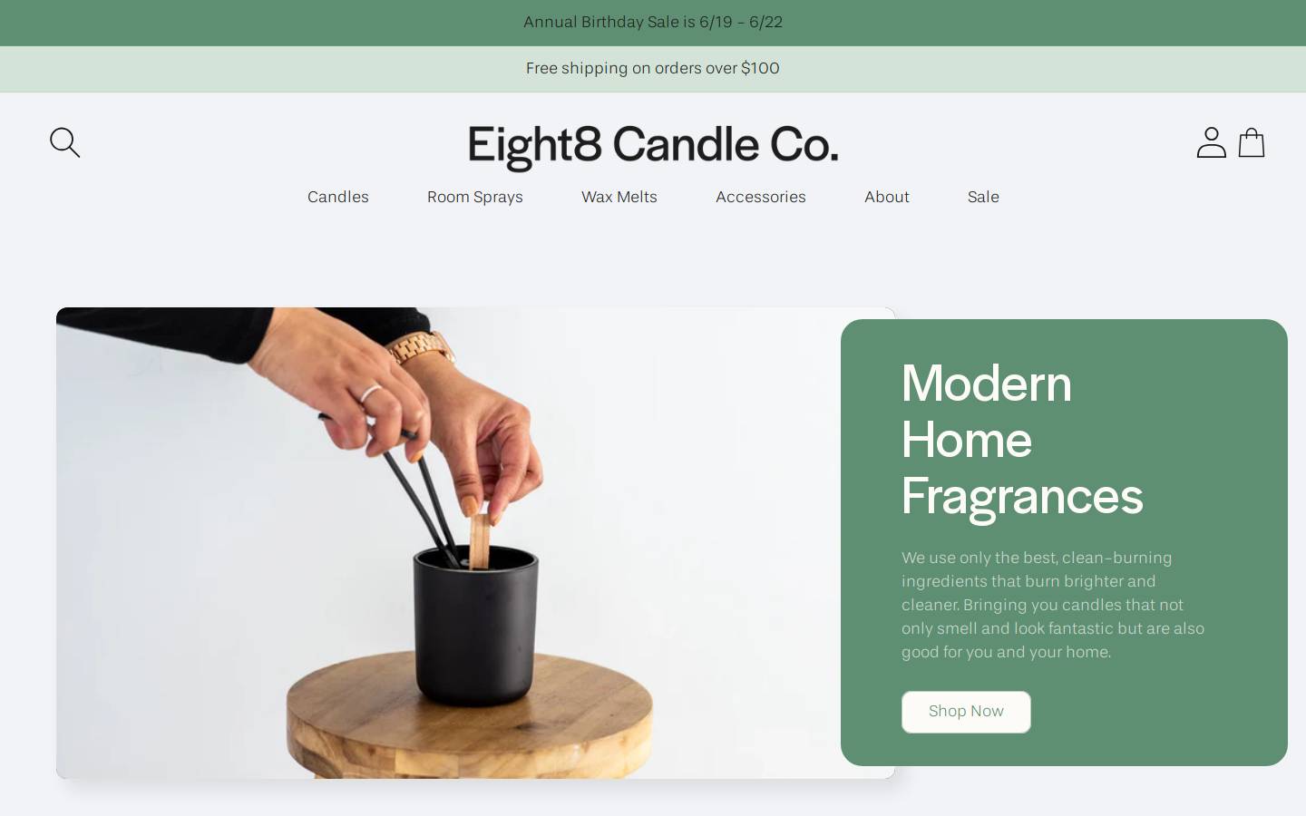 Eight8candleco homepage screenshot