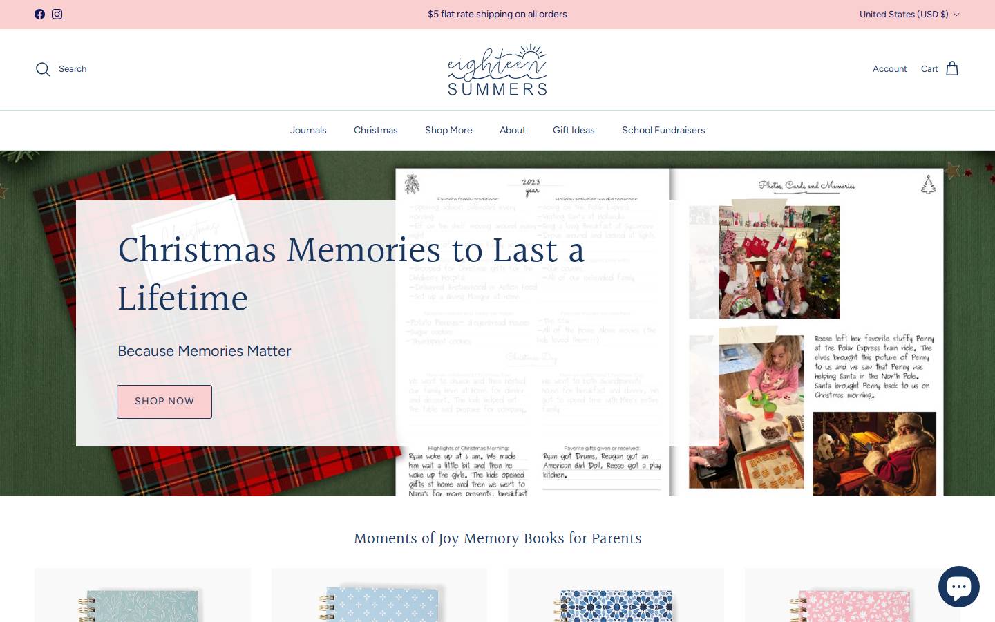 eighteensummers.co homepage screenshot