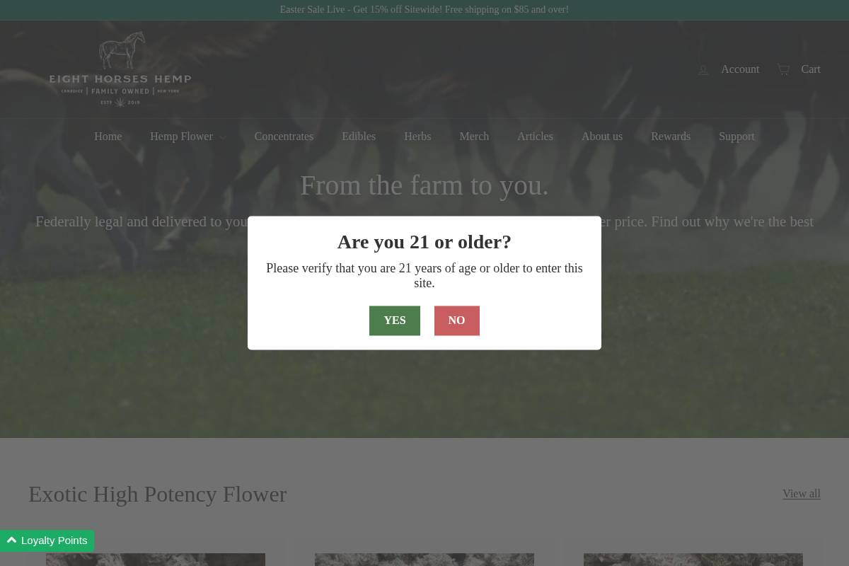 Eighthorseshemp homepage screenshot