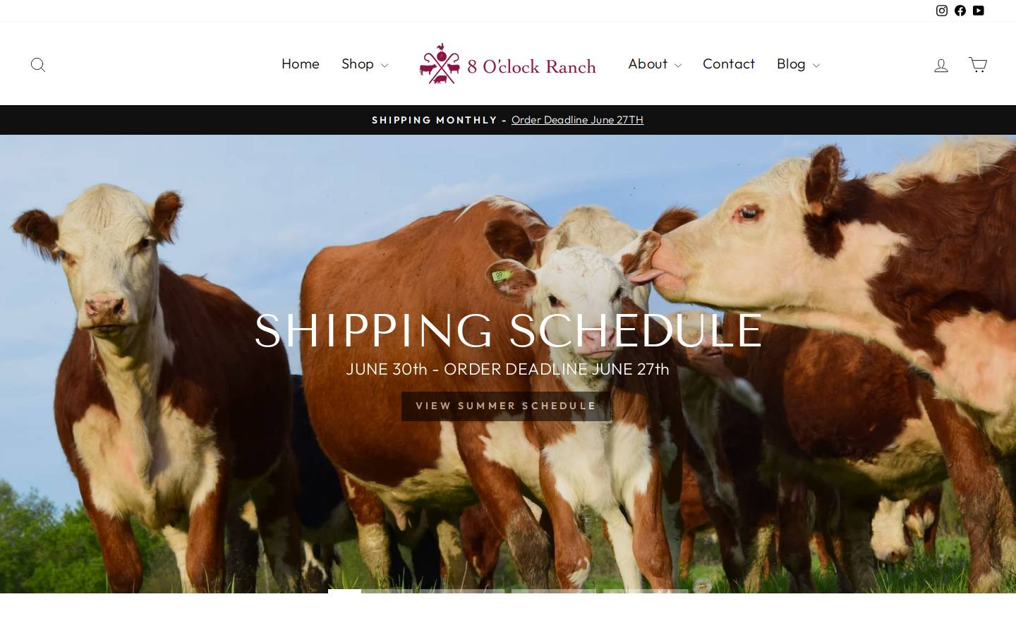 eightoclockranch.com homepage screenshot