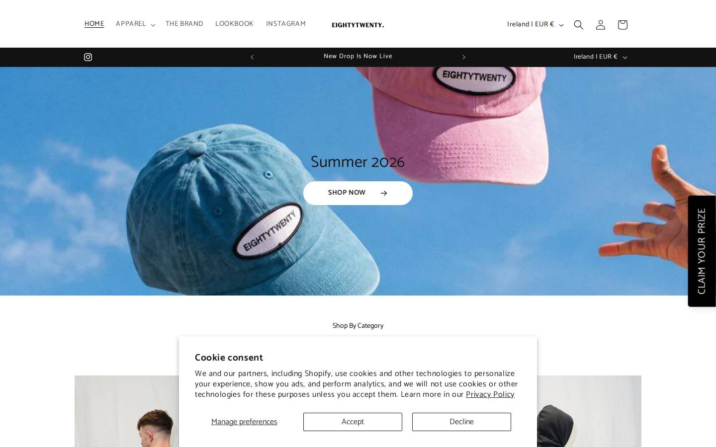 eightytwentyclothing.com homepage screenshot