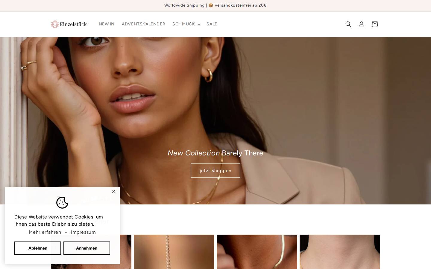 einzelstuckjewelry.com homepage screenshot