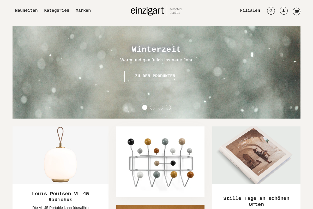 einzigart homepage screenshot